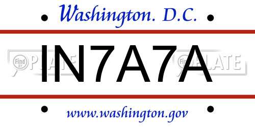 IN7A7A District Of Columbia License Plate