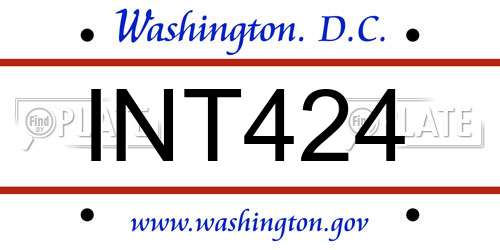 INT424 District Of Columbia License Plate