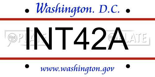 INT42A District Of Columbia License Plate