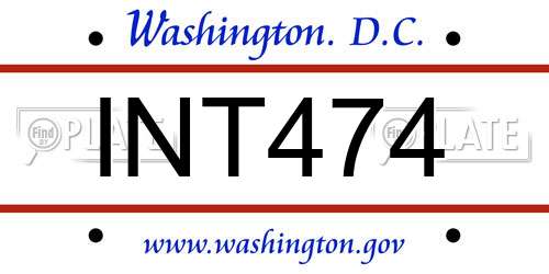 INT474 District Of Columbia License Plate