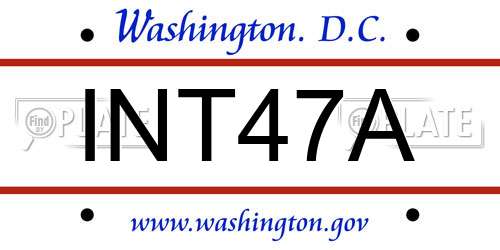 INT47A District Of Columbia License Plate