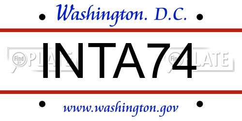 INTA74 District Of Columbia License Plate
