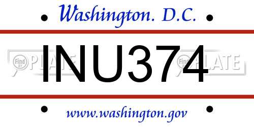 INU374 District Of Columbia License Plate