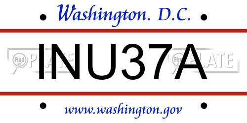 INU37A District Of Columbia License Plate