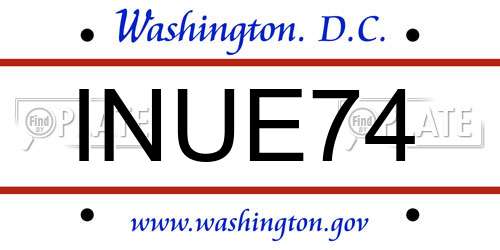 INUE74 District Of Columbia License Plate