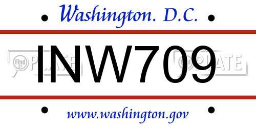 INW709 District Of Columbia License Plate