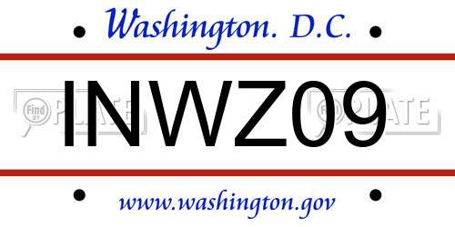 INWZ09 District Of Columbia License Plate