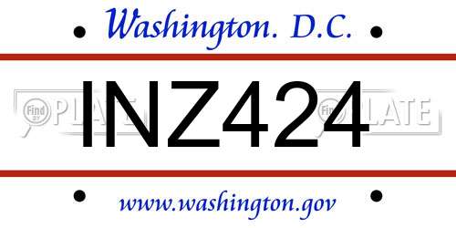 INZ424 District Of Columbia License Plate