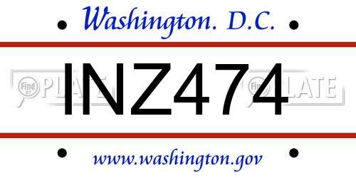 INZ474 District Of Columbia License Plate