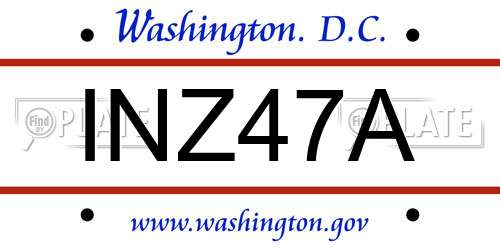 INZ47A District Of Columbia License Plate
