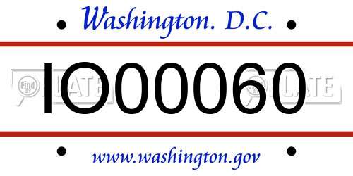 IO00060 District Of Columbia License Plate