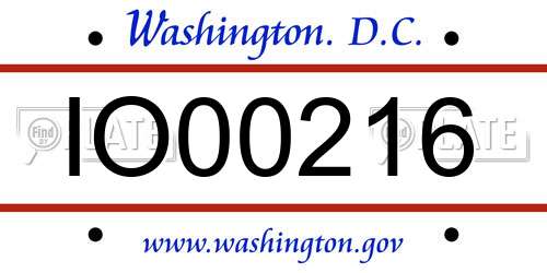 IO00216 District Of Columbia License Plate