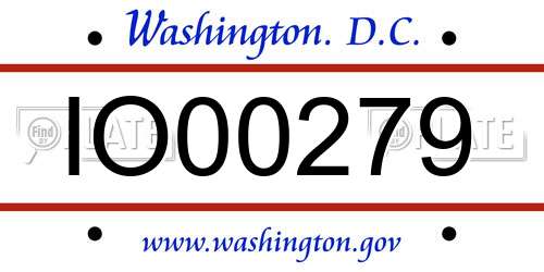 IO00279 District Of Columbia License Plate