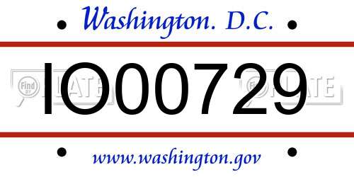 IO00729 District Of Columbia License Plate