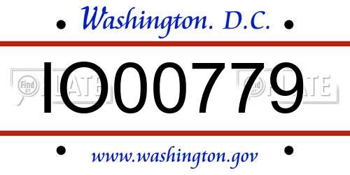 IO00779 District Of Columbia License Plate