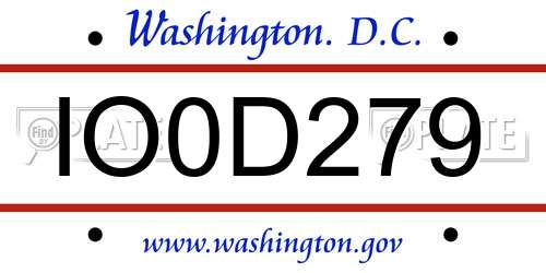 IO0D279 District Of Columbia License Plate