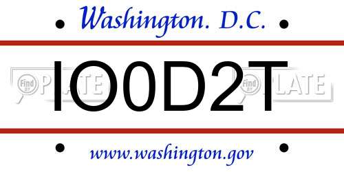 IO0D2T District Of Columbia License Plate