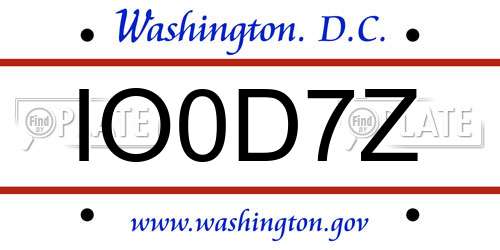 IO0D7Z District Of Columbia License Plate