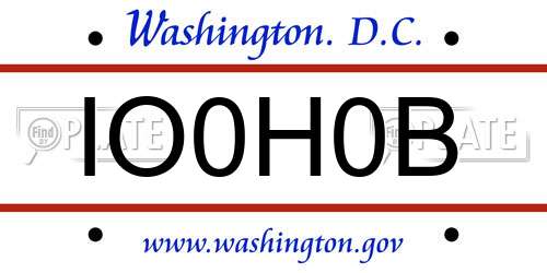 IO0H0B District Of Columbia License Plate