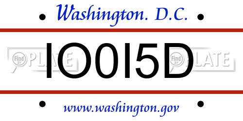 IO0I5D District Of Columbia License Plate