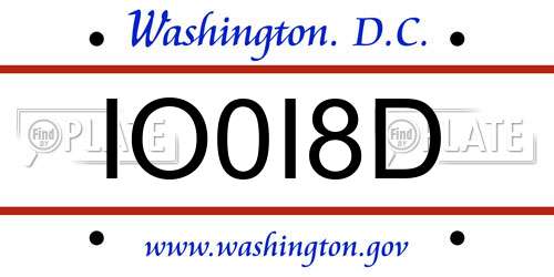 IO0I8D District Of Columbia License Plate