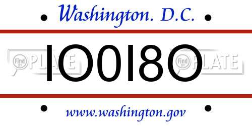 IO0I8O District Of Columbia License Plate