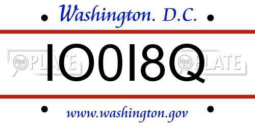 IO0I8Q District Of Columbia License Plate