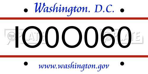 IO0O060 District Of Columbia License Plate