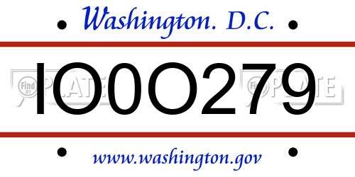 IO0O279 District Of Columbia License Plate