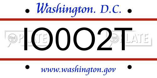 IO0O2T District Of Columbia License Plate