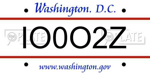 IO0O2Z District Of Columbia License Plate