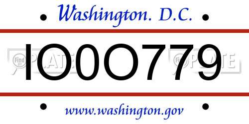 IO0O779 District Of Columbia License Plate