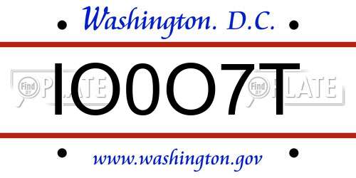 IO0O7T District Of Columbia License Plate