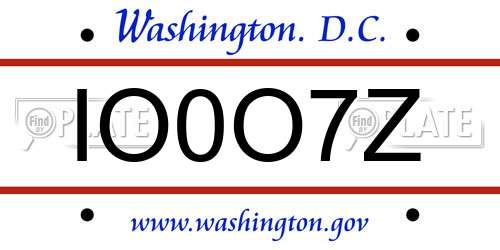 IO0O7Z District Of Columbia License Plate