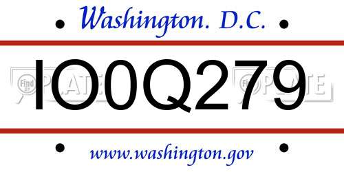 IO0Q279 District Of Columbia License Plate