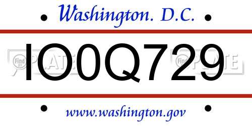 IO0Q729 District Of Columbia License Plate