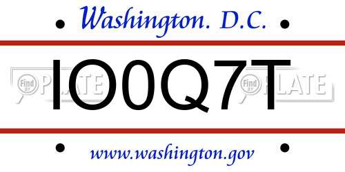 IO0Q7T District Of Columbia License Plate