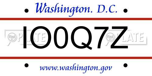 IO0Q7Z District Of Columbia License Plate