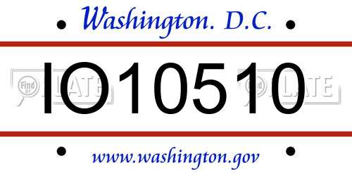 IO10510 District Of Columbia License Plate