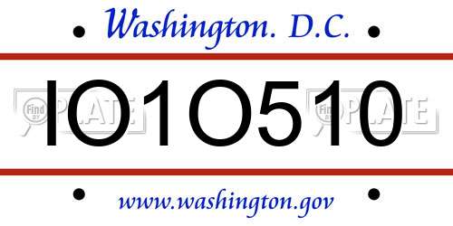 IO1O510 District Of Columbia License Plate