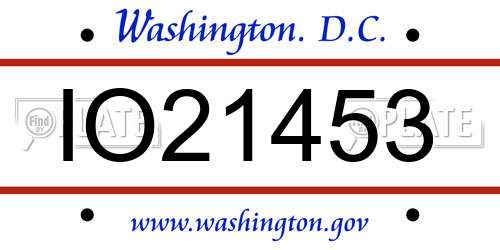 IO21453 District Of Columbia License Plate