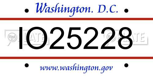 IO25228 District Of Columbia License Plate