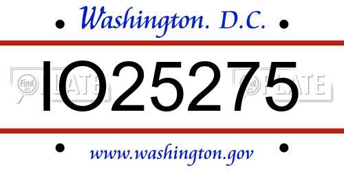 IO25275 District Of Columbia License Plate