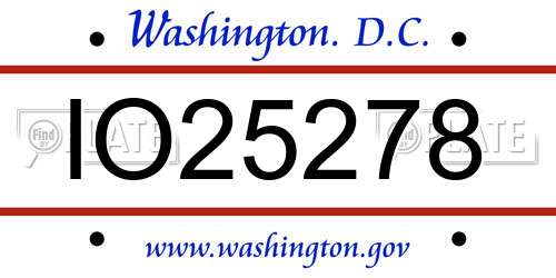 IO25278 District Of Columbia License Plate