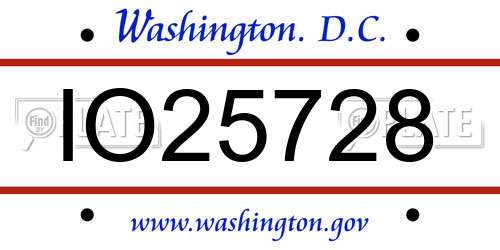 IO25728 District Of Columbia License Plate