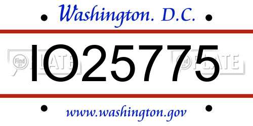 IO25775 District Of Columbia License Plate