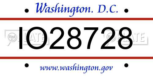 IO28728 District Of Columbia License Plate