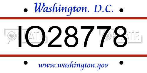 IO28778 District Of Columbia License Plate
