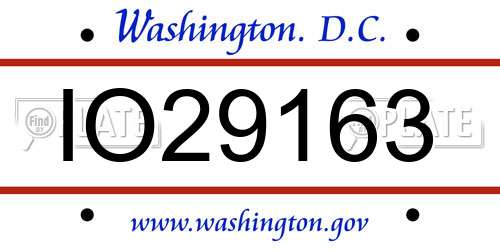 IO29163 District Of Columbia License Plate