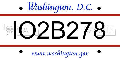 IO2B278 District Of Columbia License Plate